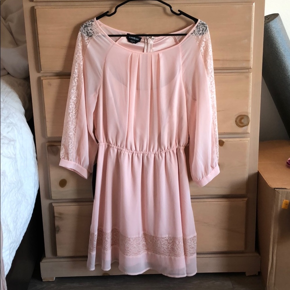 Bebe Light Pink Lace Dress